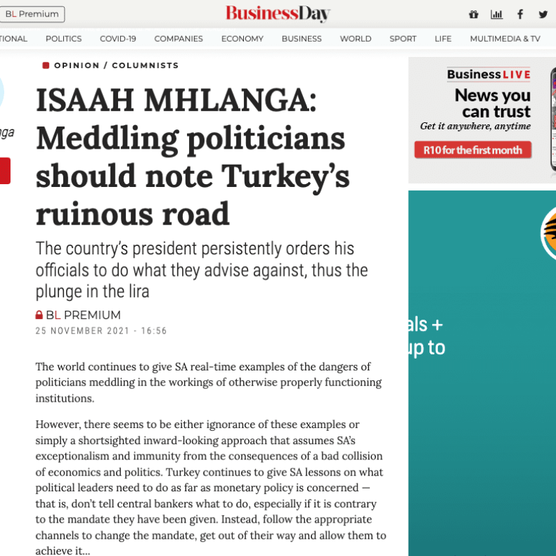 ISAAH MHLANGA_ Meddling politicians should note Turkey’s ruinous road_ - www.businesslive.co.za