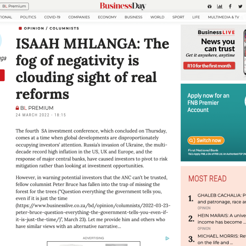 ISAAH MHLANGA_ The fog of negativity is clouding sight of real reforms_ - www.businesslive.co.za