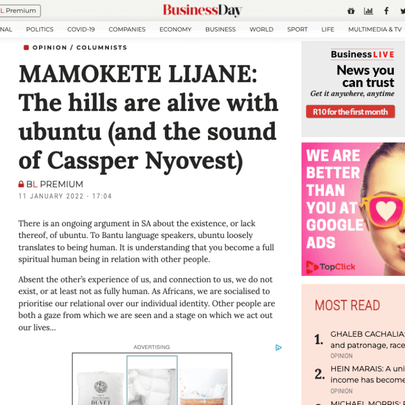 MAMOKETE LIJANE_ The hills are alive with ubuntu (and the sound of Cass_ - www.businesslive.co.za