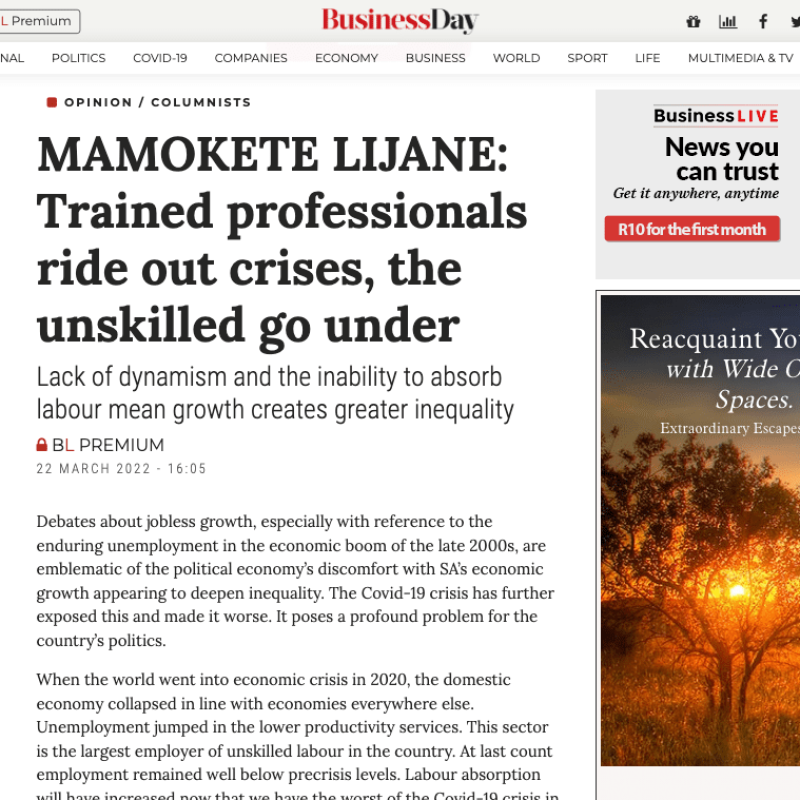 MAMOKETE LIJANE_ Trained professionals ride out crises, the unskilled g_ - www.businesslive.co.za